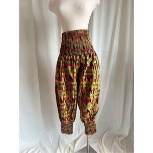 Karan Women's African Kente Print High Waist Harem Pants Multi-Color Free Size